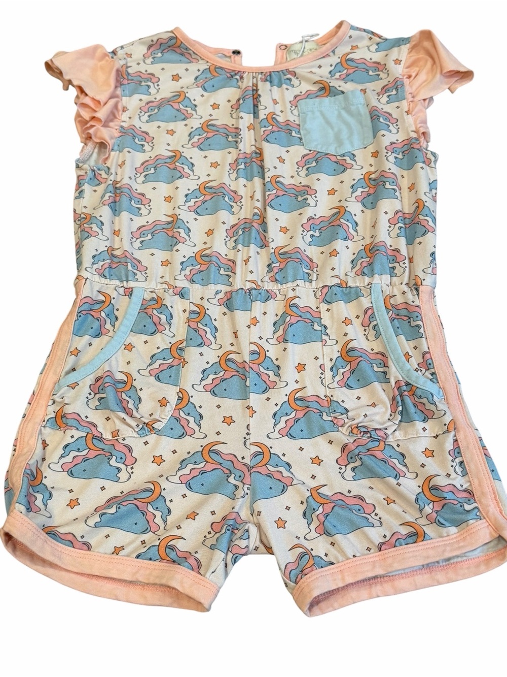 Like New, Miki Miette, Girls' Cloud & Rainbow Print Romper, Size 10